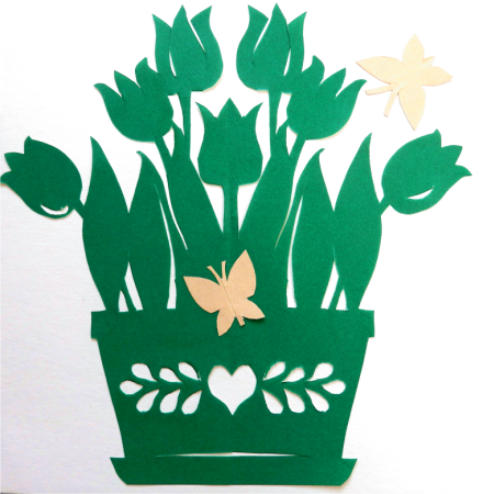 Вытынанка цветы в горшке