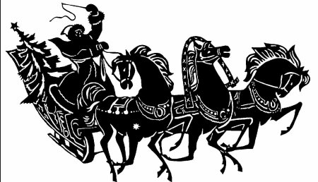 Вытынанка тройка лошадей