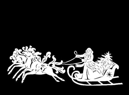 Трафарет лошадь с санями