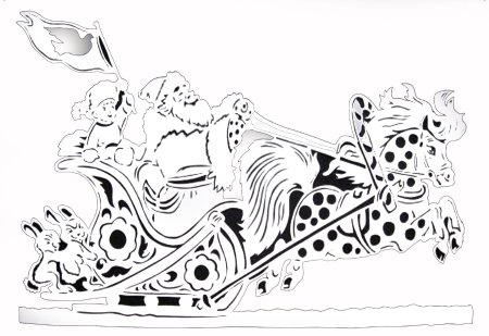 Вытынанки дед Мороз на санях