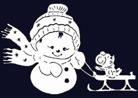 Новогодние вытынанки Снеговик