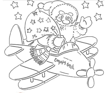 Дед Мороз на самолете вытынанки