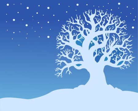 Силуэт снежного дерева