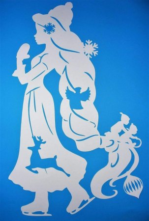 Снежная Королева трафарет на окна