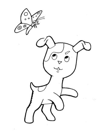 Котенок Гав раскраска для детей 3-4 лет