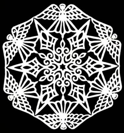 Цветы из снежинок трафарет