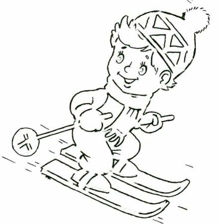 Вытынанки новогодние дети на лыжах