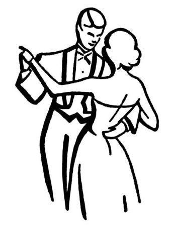 Пара танцует контурный рисунок