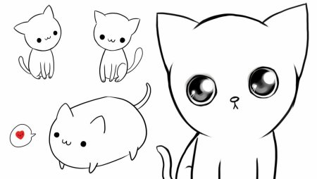 Простые рисунки котиков для срисовки