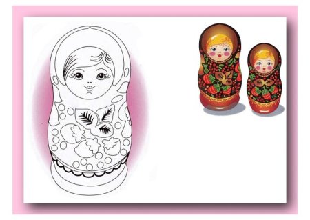 Контур матрешки для рисования