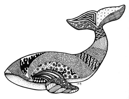 Рисунки кит Зентангл