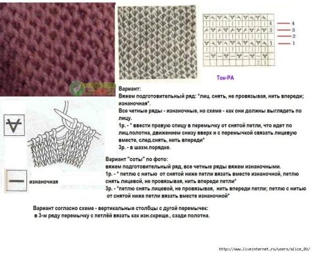 Вязание спицами узор соты схема