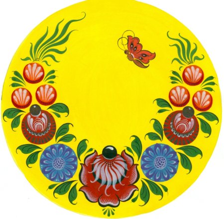 Ленточный орнамент Городецкой росписи