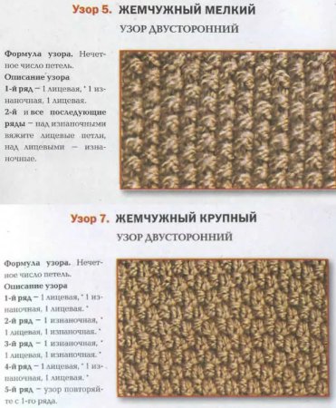 Жемчужный узор спицами описание и схема для вязания