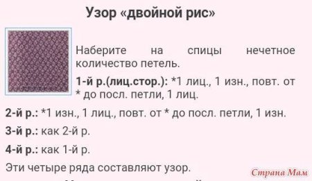 Узор из изнаночных и лицевых для снуда