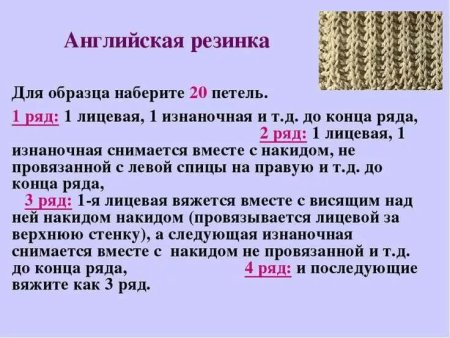 Английская резинка спицами схема вязания