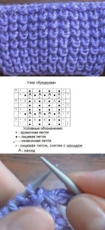 Узор кукурузка ежики узелки спицами