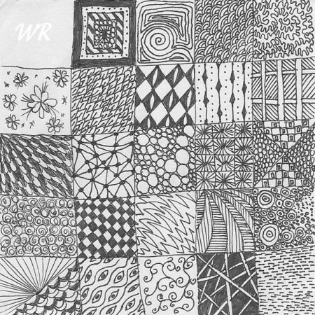 Узоры чёрной гелевой ручкой