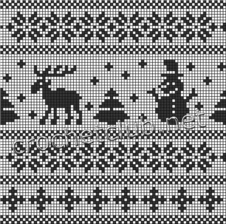 Жаккардовые узоры с оленями и снежинками