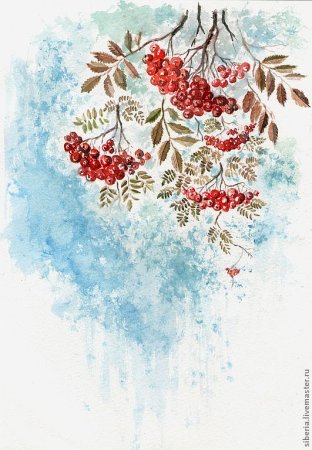 Веточка рябины рисунок для детей