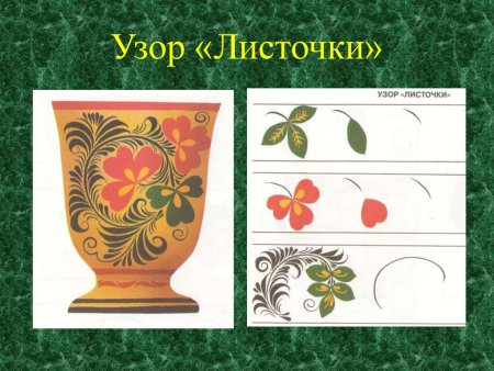Узор листочки Хохломская роспись