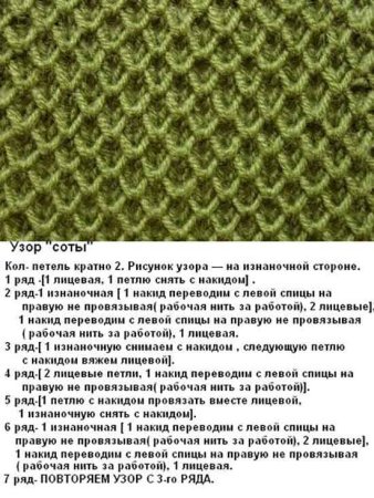 Вязка пчелиные соты спицами схема