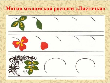 Элементы хохломской росписи узор листочки