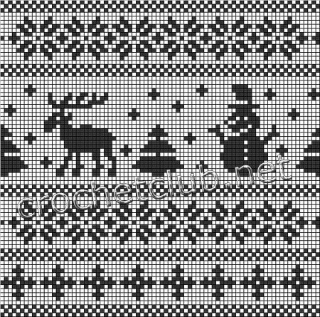 Жаккардовые узоры с оленями и снежинками