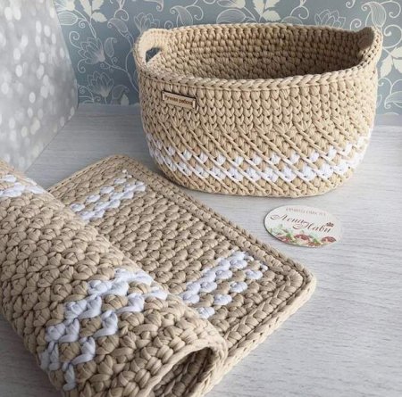 Корзина вязаная крючком из шнура