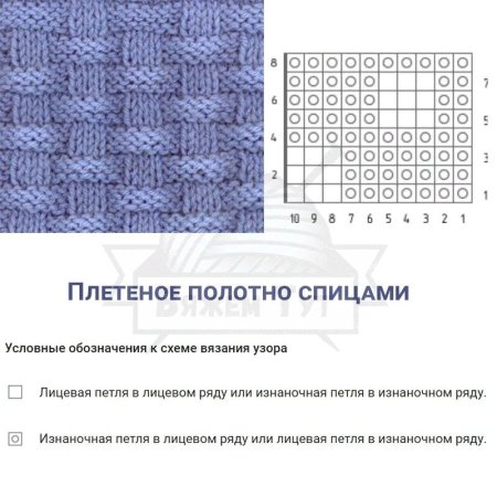 Простые схемы вязки лицевая изнаночная