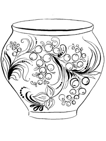 Хохломская роспись горшок раскраска