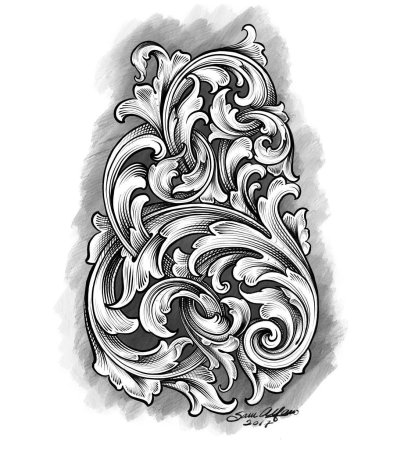 Акант орнамент Барокко тату