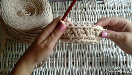 Корзинка из трикотажной пряжи узор диагональ