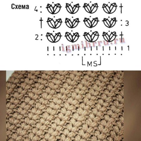 Узор галочки крючком схема