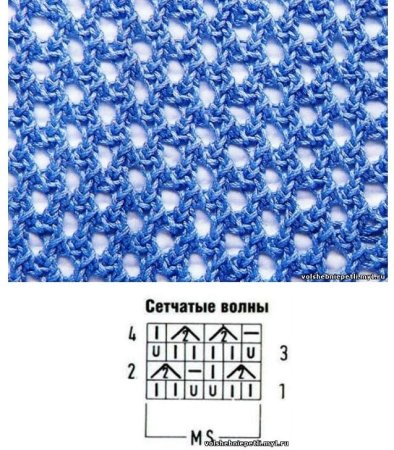 Узор сетка спицами