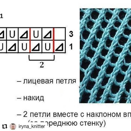 Узор сетка спицами