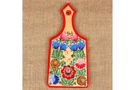 Рис. "Разделочная доска" Городецкая роспись