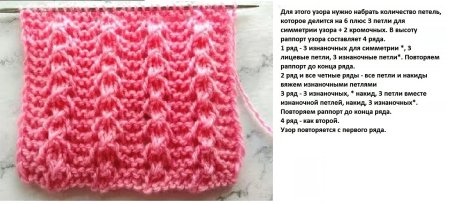 Узор для вязаной шапки спицами из лицевых и изнаночных петель