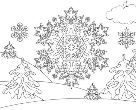 Зимние раскраски снежинки