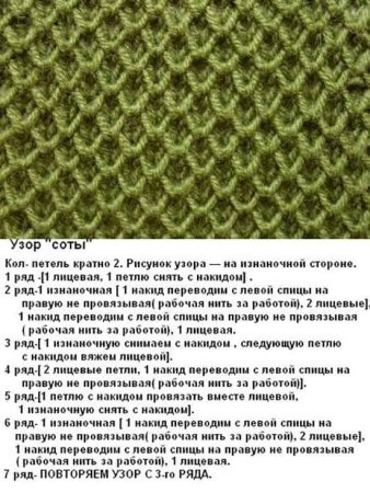 Вязка пчелиные соты спицами схема