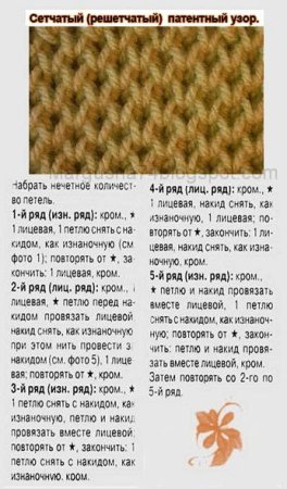 Вязка пчелиные соты спицами схема