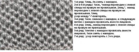 Узоры с накидами спицами
