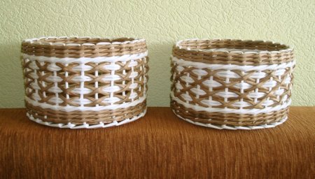 Узорное плетение из газетных трубочек