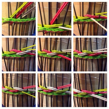 Узоры плетения из газетных трубочек