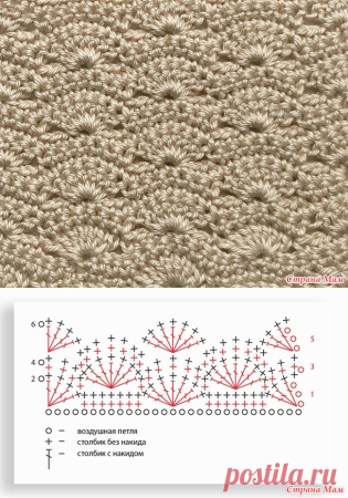 Узор веер крючком