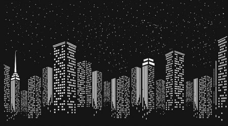 Силуэты домов ночного города