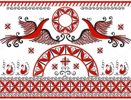 Мезенская роспись элементы в векторе