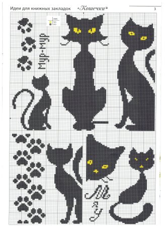 Вышивка на варежках котенок