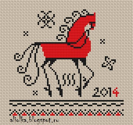 Народная вышивка лошадь