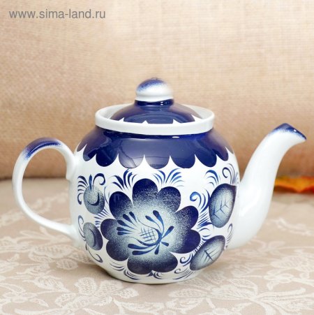 Расписной чайник Гжель